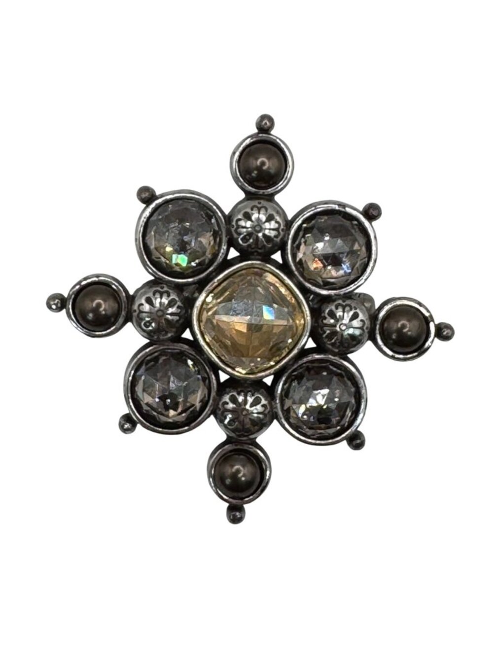 Brighton Serena Venus Rising Silver-Tone Starburst Pin Brooch Faceted Clear 2"